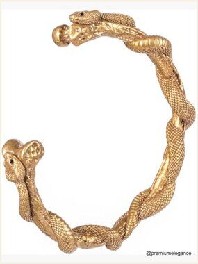 Double Snake Twisted Open Cuff Bracelet Unisex
